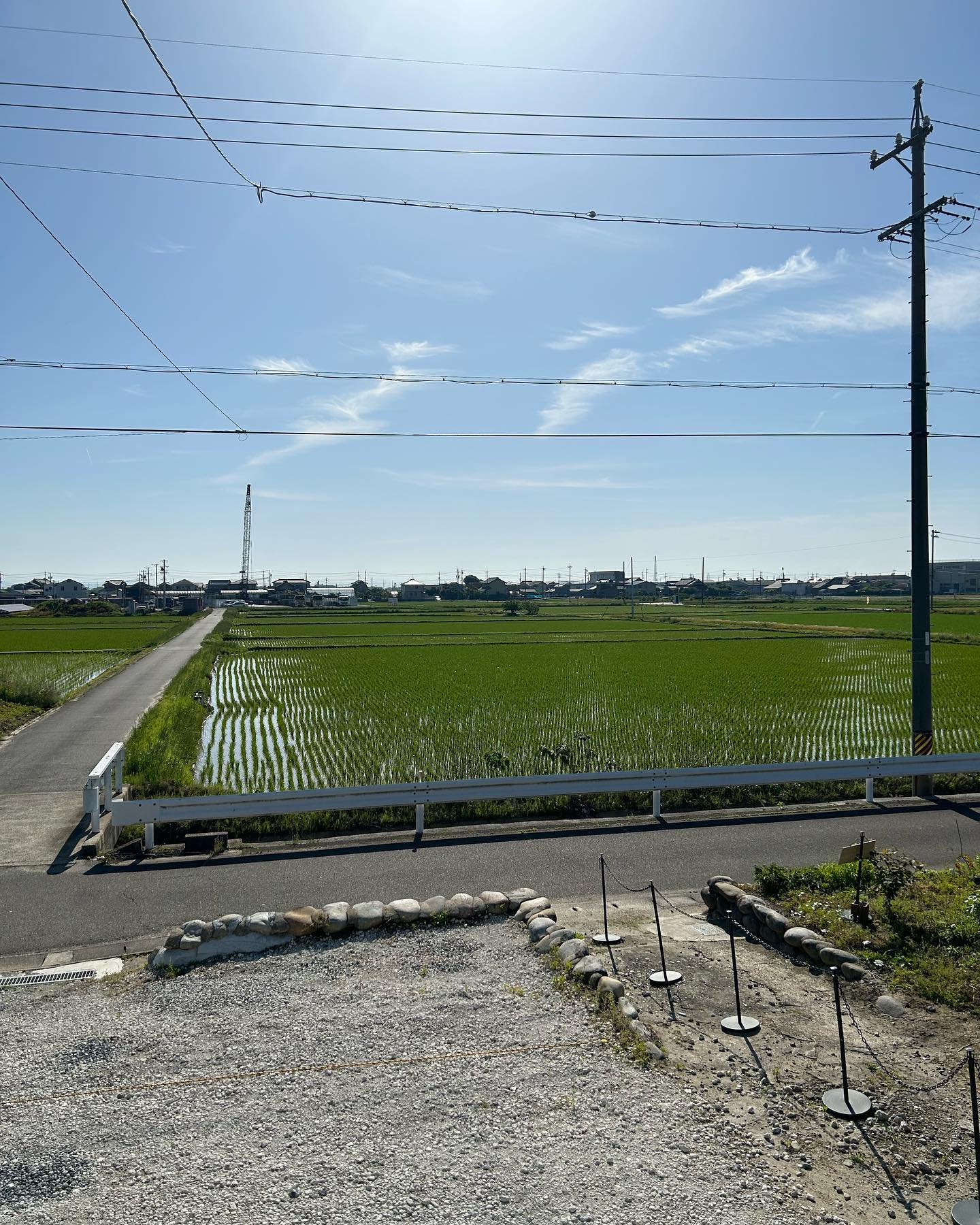 青い空と緑の田園が眩しい今朝の風のおとです☀️